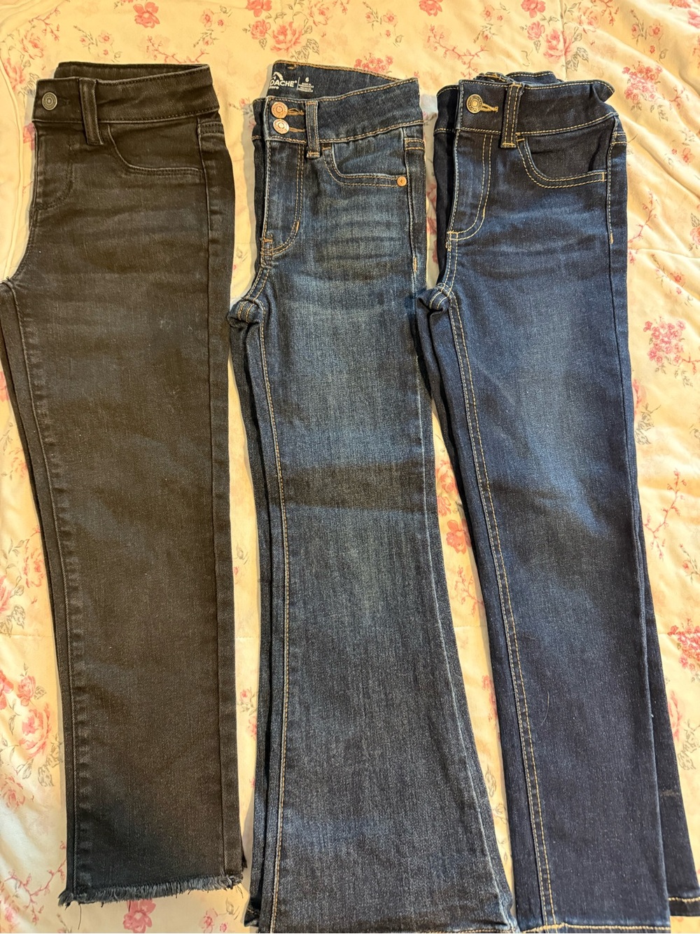 jumping beans Girls' Black and Dark Blue Flare Jeans Trio
